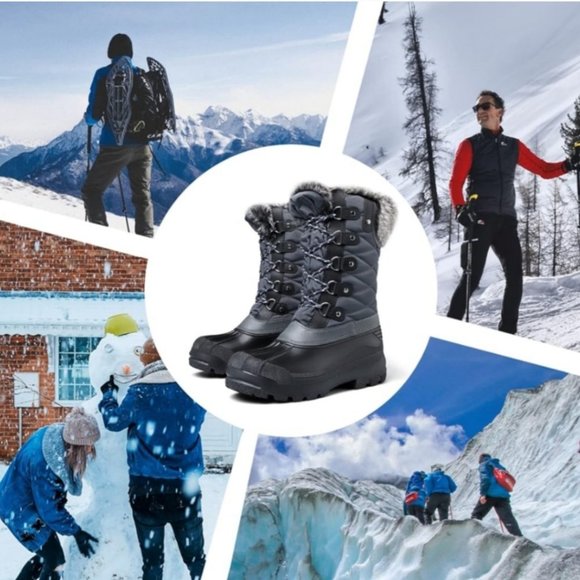 Women's Snow Boots Warm Insulated Faux Fur Lined Waterproof Mid-Calf Winter Boot - Picture 6 of 7